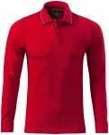 Ανδρικό πουκάμισο πόλο με μακριά μανίκια σε αντίθεση, τύπος κόκκινο