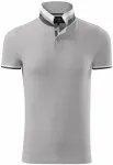 Ανδρικό πουκάμισο πόλο με ψηλό γιακά, ασημί γκρι