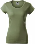 Γυναικεία μπλούζα με λεπτή εφαρμογή και στρογγυλή λαιμόκοψη, χακί