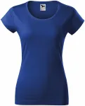 Γυναικεία μπλούζα με λεπτή εφαρμογή και στρογγυλή λαιμόκοψη, μπλε ρουά