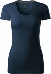 Γυναικείο μπλουζάκι με διακοσμητική ραφή, σκούρο μπλε