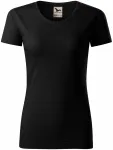 Γυναικείο μπλουζάκι, οργανικό βαμβάκι με υφή, μαύρος